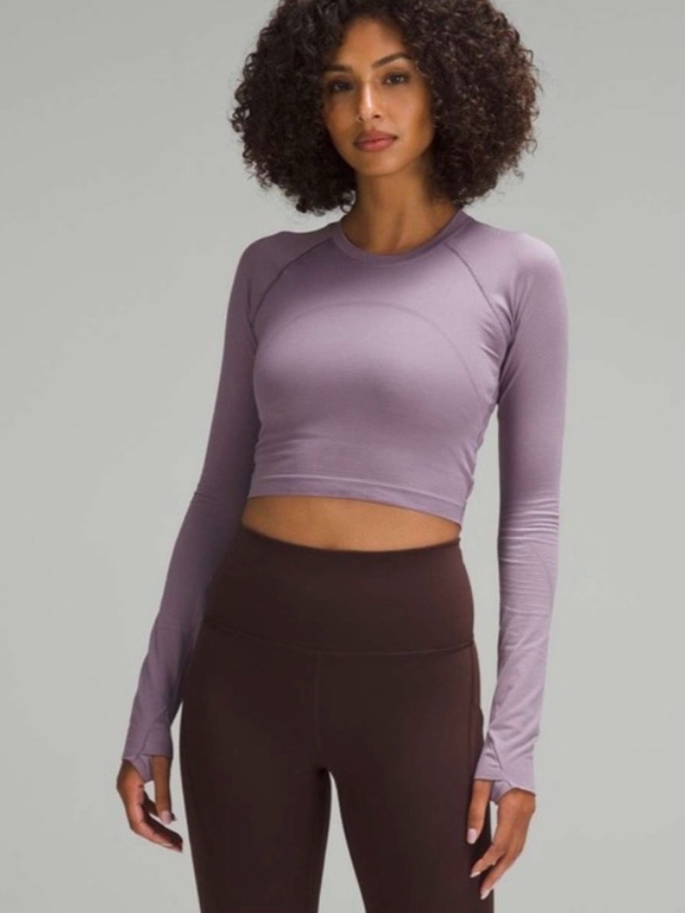 Lululemon Swiftly Tech Cropped Lavender Long-Sleeve Top